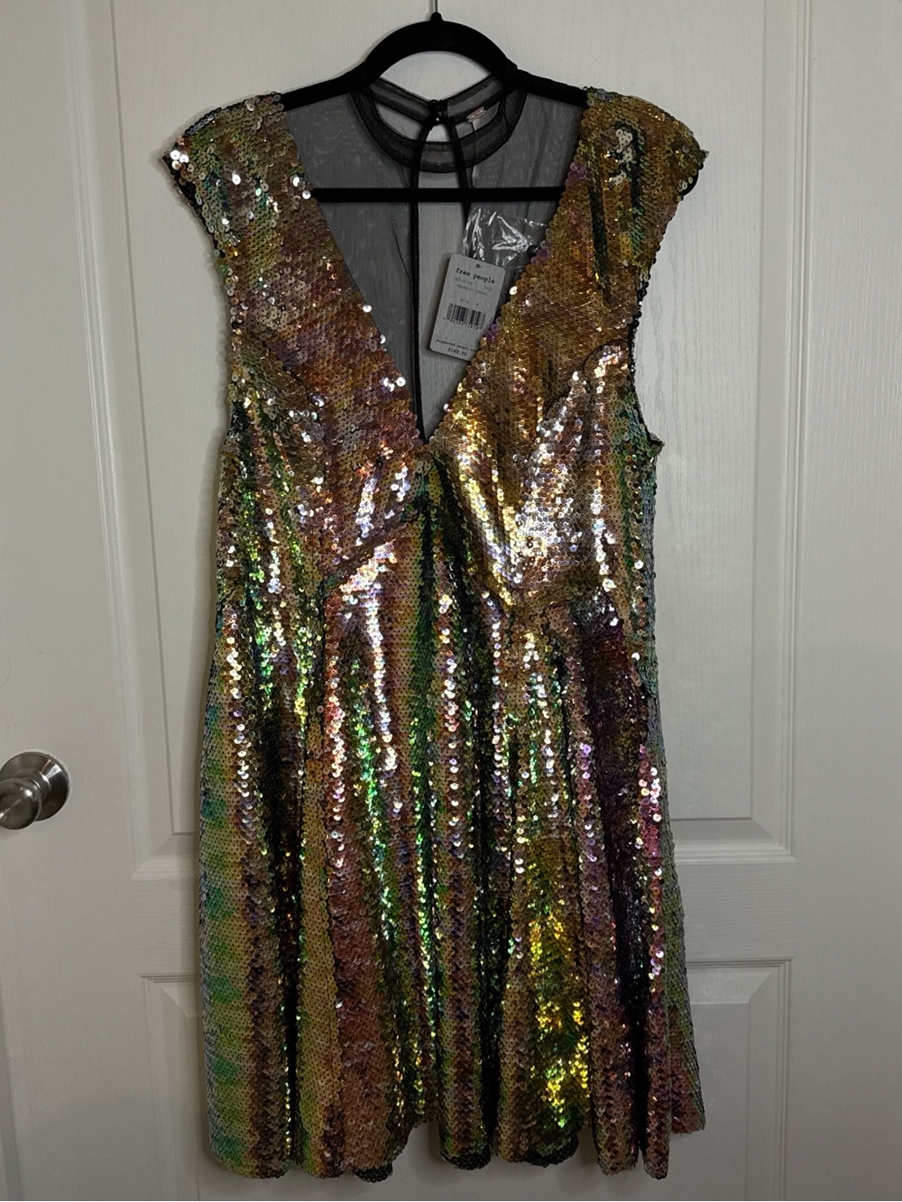 Free People 'Dance 'til Dawn' Mermaid Combo Sequin V‑Neck Mini Dress